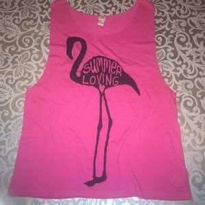 Pink flamingo summer muscle tee!