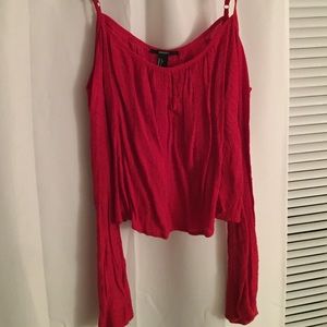 Forever 21 long sleeve off the shoulder crop top