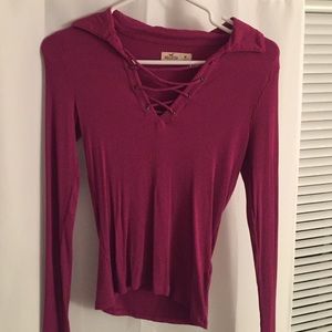 Hollister long sleeve tie up shirt with collar