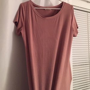 Suede blush pink long shirt/dress