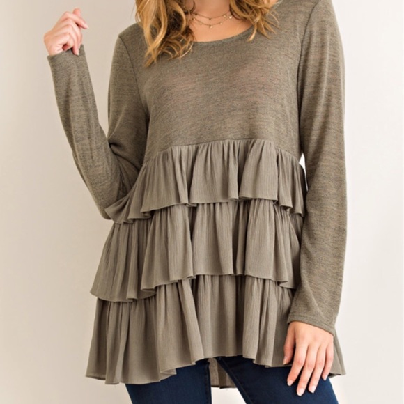 TIERED, BABYDOLL RUFFLE TUNICS IN FOUR COLORS! - Picture 2 of 3