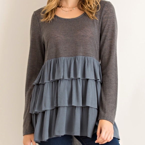 T.La Tops - TIERED, BABYDOLL RUFFLE TUNICS IN FOUR COLORS!