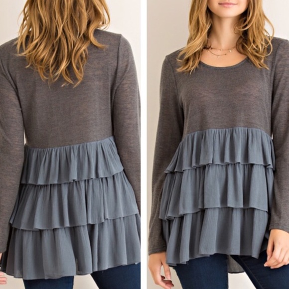 TIERED, BABYDOLL RUFFLE TUNICS IN FOUR COLORS! - Picture 2 of 4