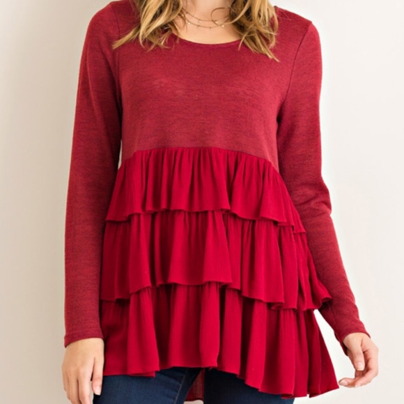 TIERED, BABYDOLL RUFFLE TUNICS IN FOUR COLORS! - Picture 3 of 4