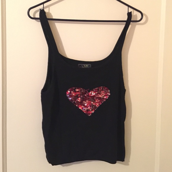 Eye Candy's Black Crop Top With Sequin Red Heart
