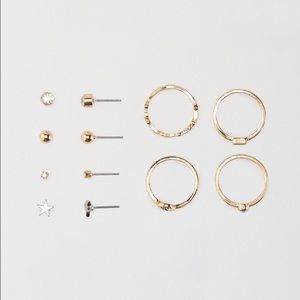 Gold Tone Studs and Rings Set