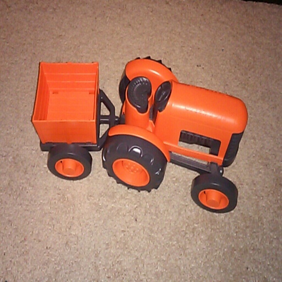 Green Toy Tractor For Kids. Plastic.Orange