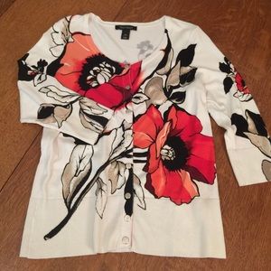 White House Black Market cardigan floral sweater M