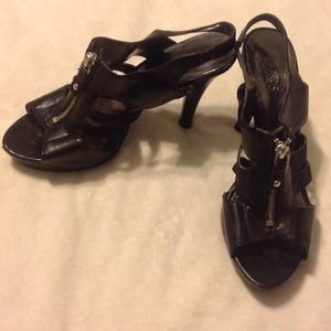 Carlos Santana Black Leather Slingbacks Sz 8.5