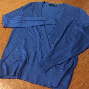 SALE The limited blue wrap sweater sequined S