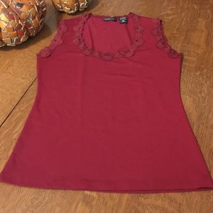 New York & Company burgundy lace trim tank XS