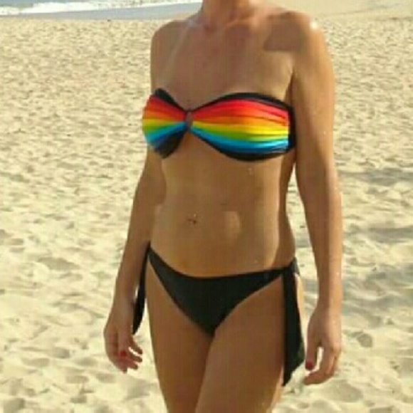 Multi Colored Hard Shell Bikini Top (Os) - image 2