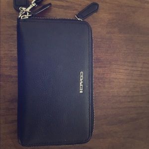 Black leather coach wristlet/wallet