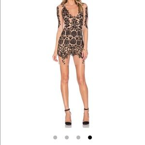 For Love & Lemons Lotus Mini Dress in Black & Nude