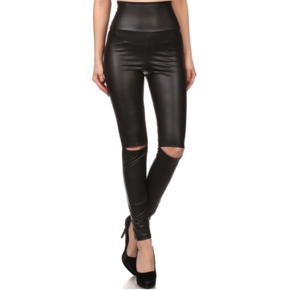 ❗️CLEARANCE❗️Black Leather Cutout Legging S M L - Picture 2 of 2