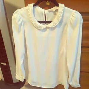 LOFT Cream & Pearl Blouse