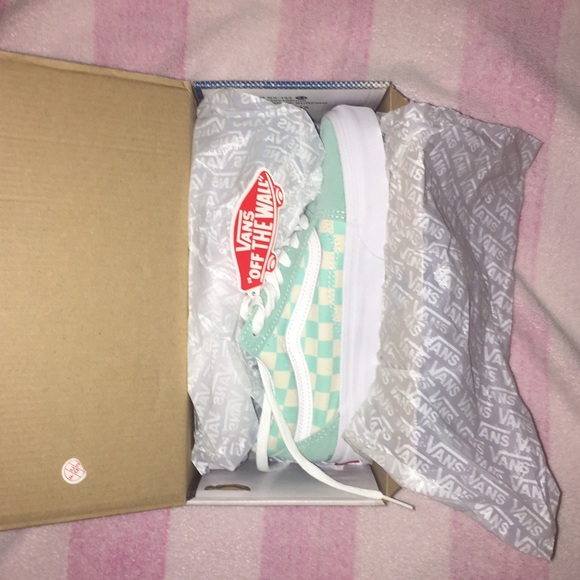 vans checkerboard mint