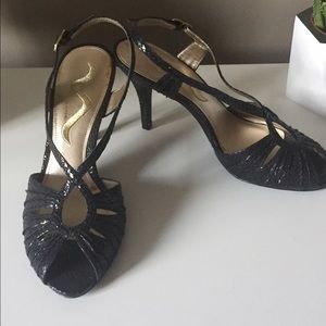 faux snakeskin heels