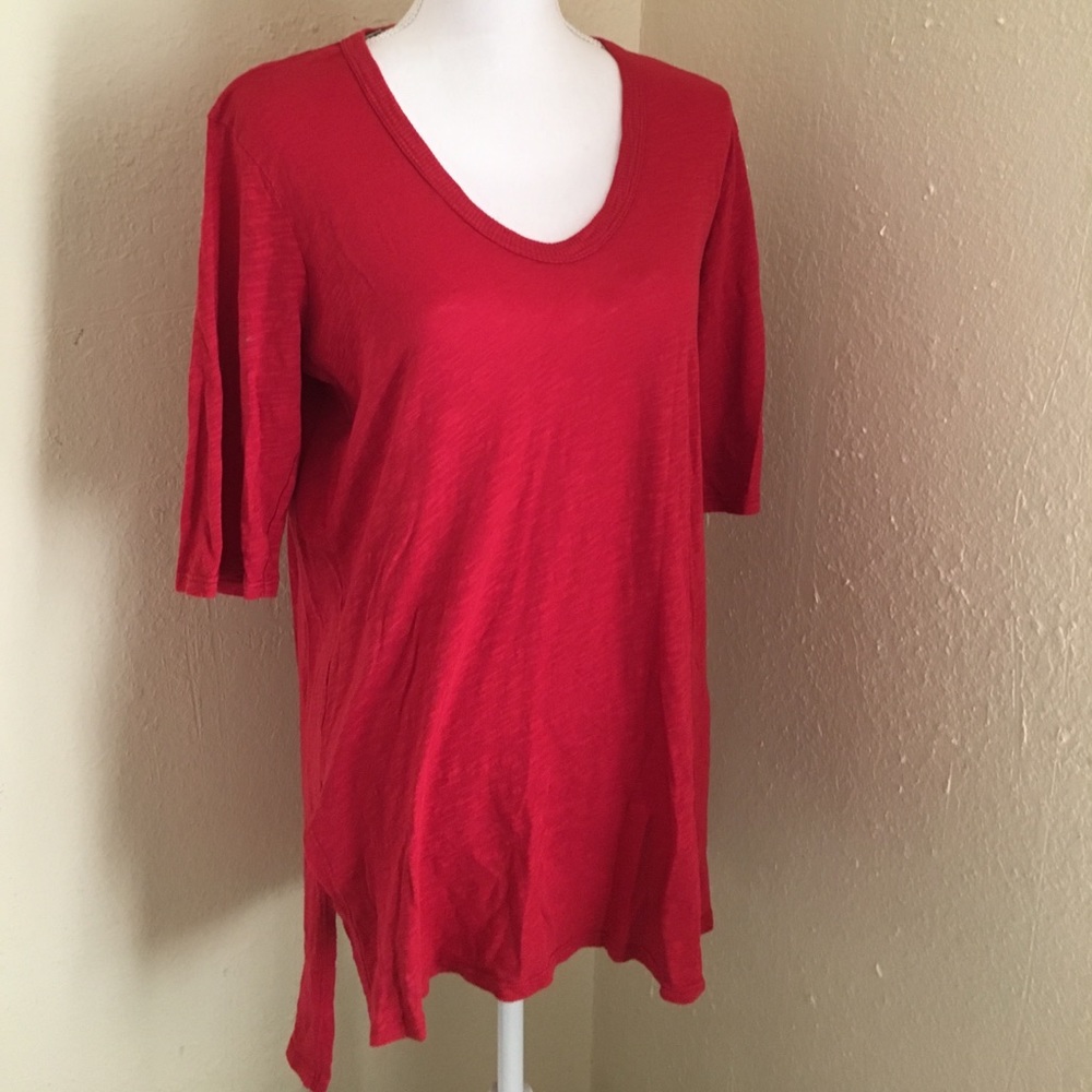 Red Anthropologie 'Left of Center' Tunic