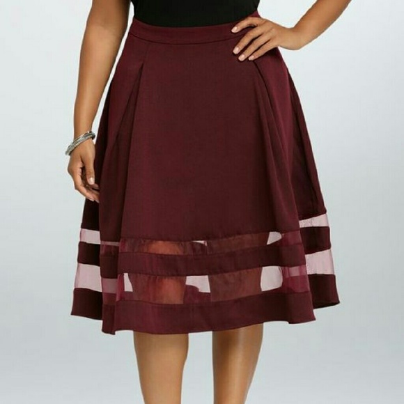 Burgundy mesh skirt
