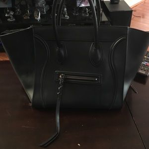 Black Celine Luggage Phantom Tote Bag.
