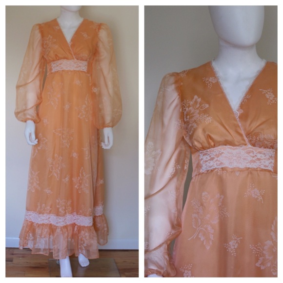 Vintage 1960's Flower Child Boho Maxi Dress