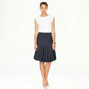 J. Crew Flare Skirt Stripe Super 120s - Charcoal