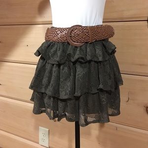 Green raffle mini skirts