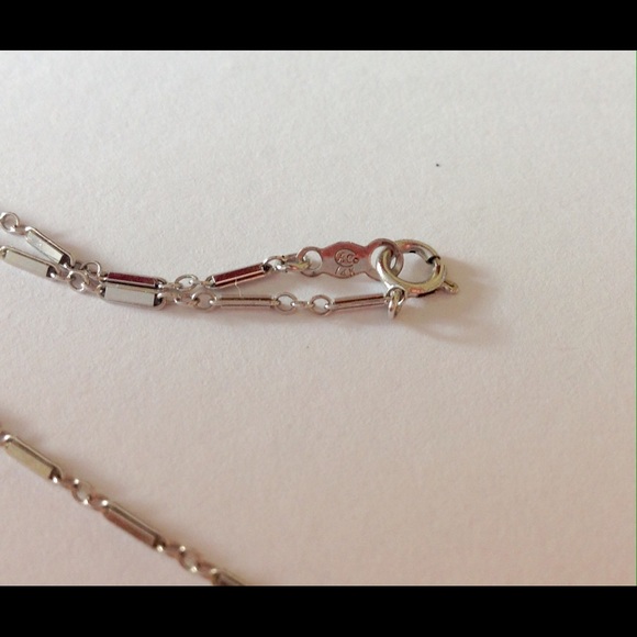 14k White Gold Necklace Bar Link Chain 24.25" A Co - Picture 2 of 2