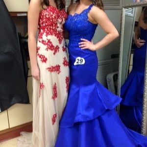 RED LACE prom/pageant.    ONLY WORN ONCE