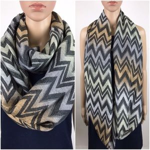 Grey Zig Zag Chevron Infinity Scarf