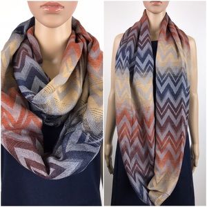 Brown Zig Zag Chevron Infinity Scarf