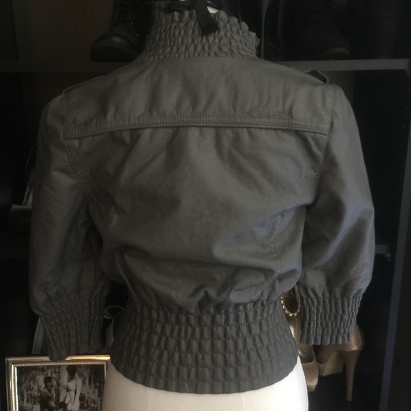 NWOT gray crop jacket faux leather