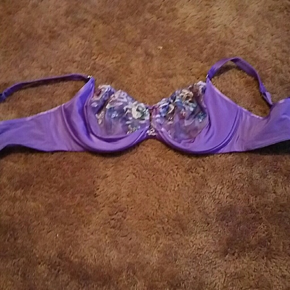 Purple floral print bra