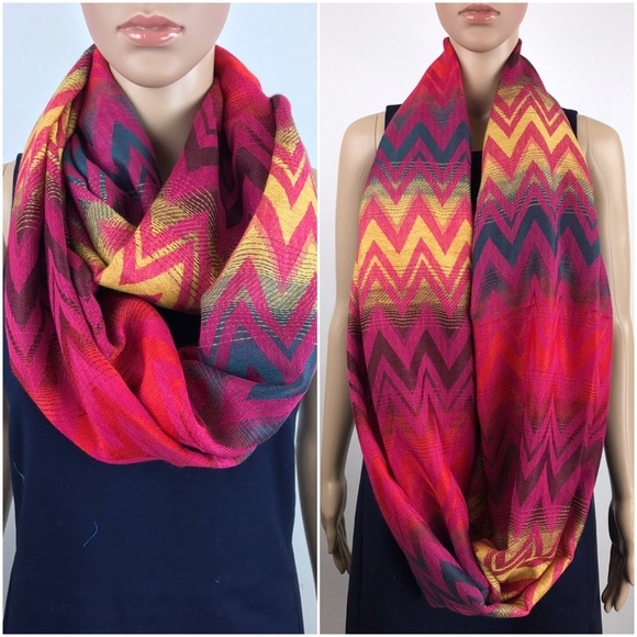 Pink Zig Zag Chevron Infinity Scarf - Picture 1 of 4