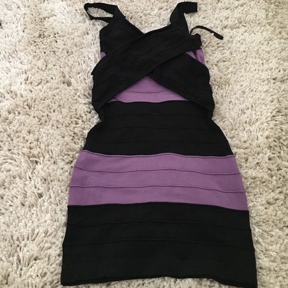 Bebe purple and black Bandage dress