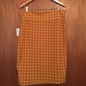 LuLaRoe Cassie mustard plaid skirt