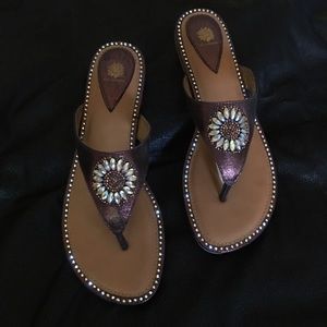 Yellow box sandals size 8.