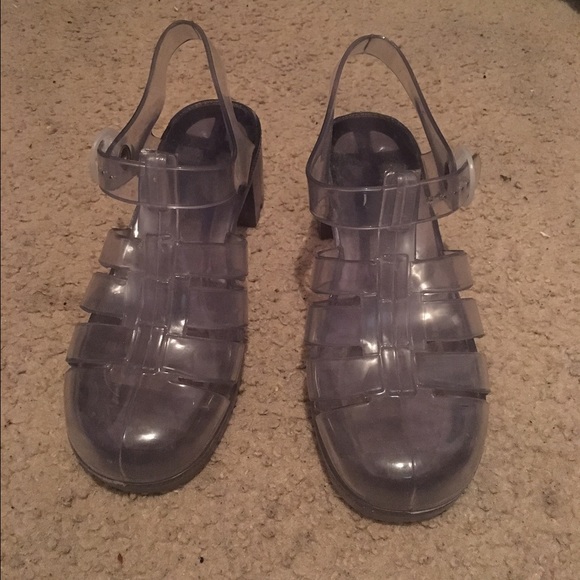 American Apparel clear heeled jellies