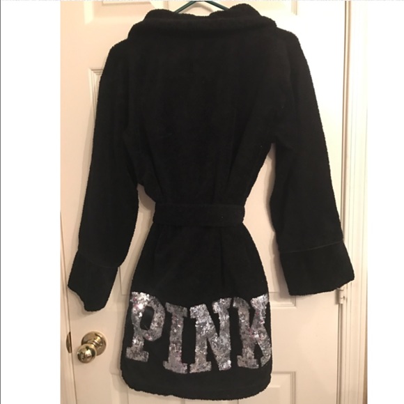 PINK Victoria Secrets black silver sequence robe.