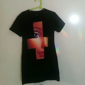 Unique Barbie cross print black tee, brand new!