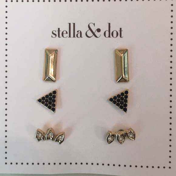 Stella & Dot Aurora Stud pack gold earrings