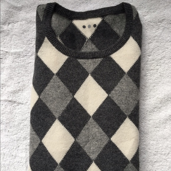 Three Dots Sweaters - 💯%CASHMERE GRAY ARGYLE SWEATER THICK/WARM💥HP💥