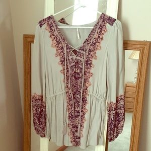 Free People wildest moments printed blouse MED