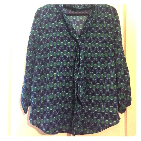 XL owl print blouse. Cynthia Rowley.