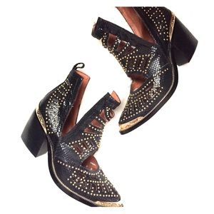 Jeffrey Campbell Maceo Booties- Black Snake & Gold