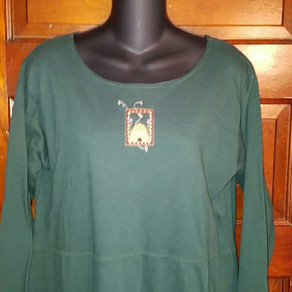 SALE Visible Ink Green Cotton Maxi Dress M Beehive - Picture 3 of 4