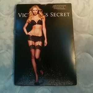 NEW Victoria's Secret black lace top stockings