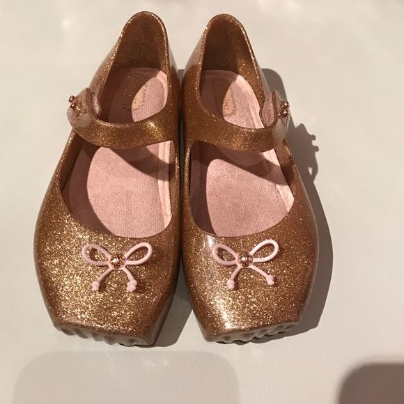 Mini Melissa gold ballet mary janes