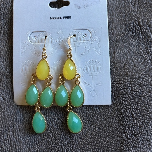 Green and yellow earrings
